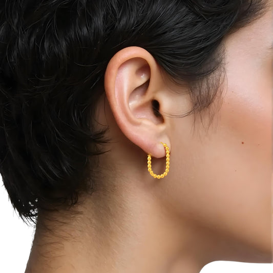 Petite Oblong Dotted Hoop