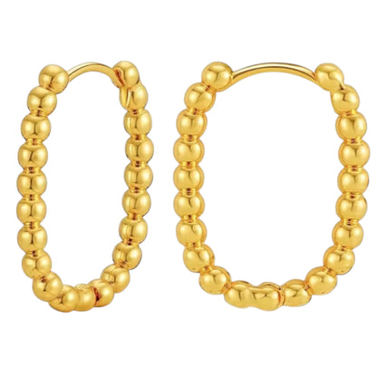Petite Oblong Dotted Hoop